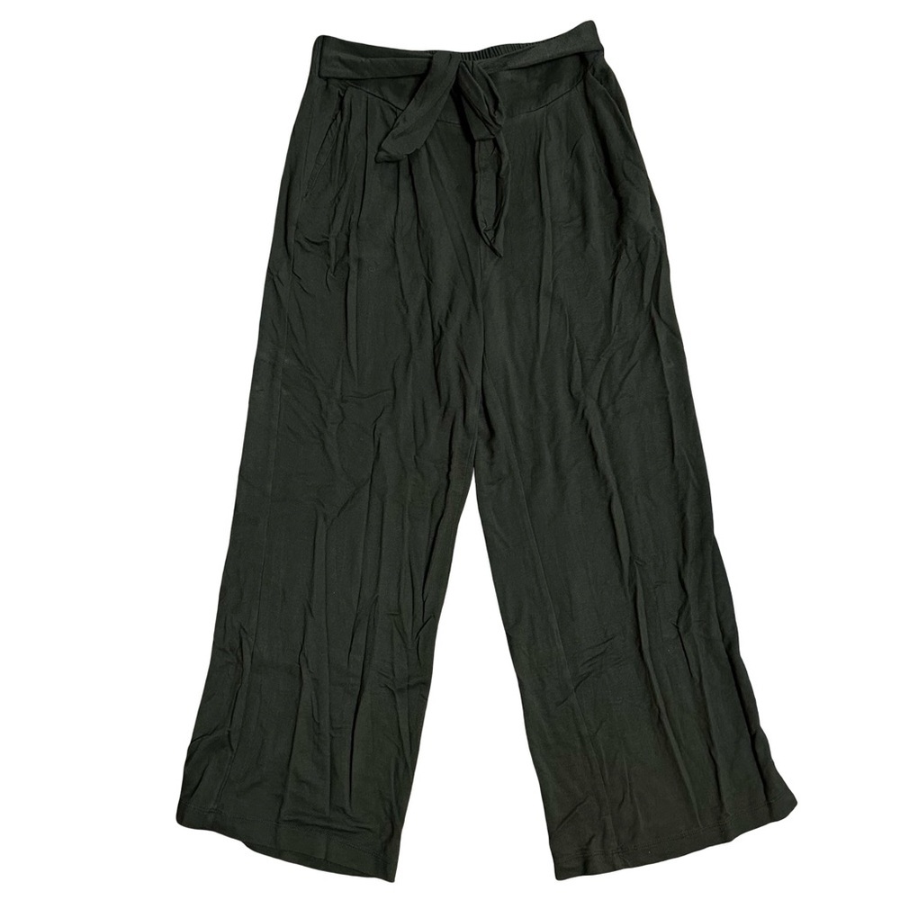 Matilda Jane Green Pull On Wide Leg Pants XS Jersey Knit Tie Belt Boho Comfy